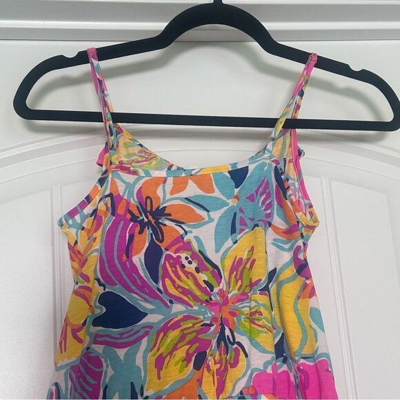 Lilly Pulitzer Colorful Floral Mini Romper Kids Size XL 12-14 Tropical Beach - Picture 4 of 9